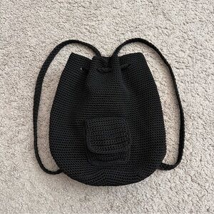 The Sak Knit Crochet Mini Backpack Black Womens